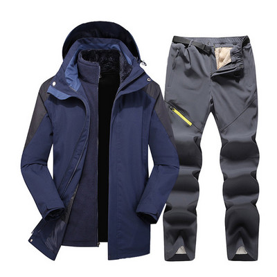 Žieminis slidinėjimo kostiumas vyrams Aukštos kokybės 2 viename striukė + kelnės Rinkiniai Stori Šilti Neperšlampami Vėjui atsparūs snieglenčių paltai