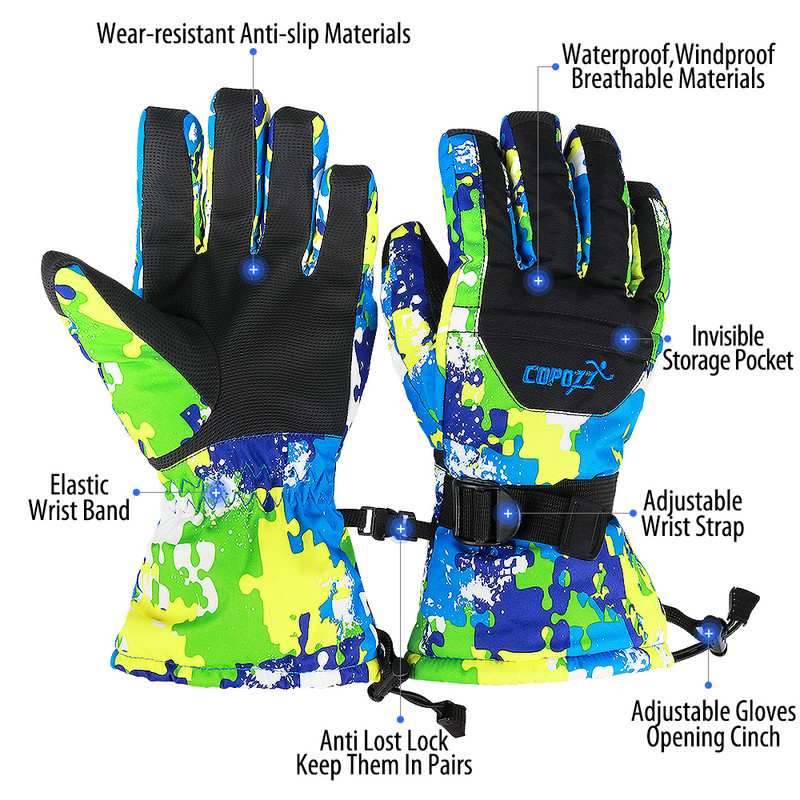 COPOZZ Mănuși pentru snowboard bărbați mănuși de schi motocicletă iarnă schi călărie Cățărare mănuși impermeabile pentru zăpadă transport gratuit