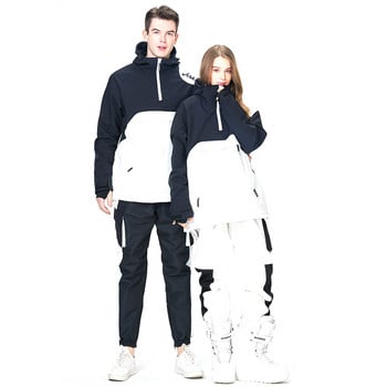 Ski Wear Γυναικείο πουλόβερ με κουκούλα αντανακλαστική τάση για σκι Παχύτερη ζεστασιά και αδιάβροχο εξοπλισμό σκι Γυναικεία στολή σκι