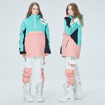 Ski Wear Γυναικείο πουλόβερ με κουκούλα αντανακλαστική τάση για σκι Παχύτερη ζεστασιά και αδιάβροχο εξοπλισμό σκι Γυναικεία στολή σκι