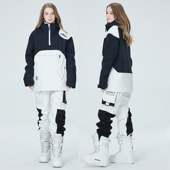 Ski Wear Γυναικείο πουλόβερ με κουκούλα αντανακλαστική τάση για σκι Παχύτερη ζεστασιά και αδιάβροχο εξοπλισμό σκι Γυναικεία στολή σκι