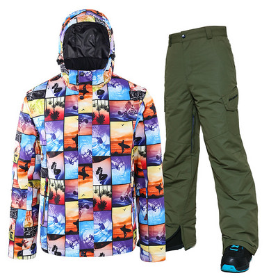 Îmbrăcăminte de schi pentru bărbați coreeană pentru adulți, rezistentă la vânt, caldă și respirabilă, costum de snowboard cu două plăci, costum pentru bărbați