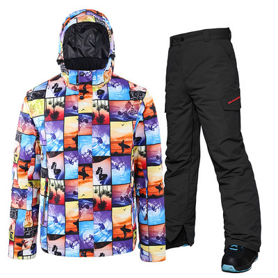 Îmbrăcăminte de schi pentru bărbați coreeană pentru adulți, rezistentă la vânt, caldă și respirabilă, costum de snowboard cu două plăci, costum pentru bărbați