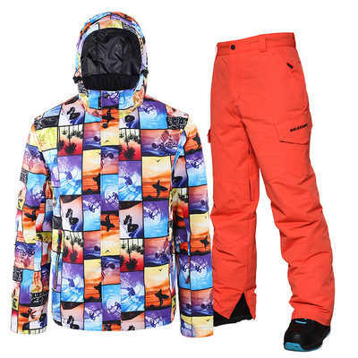 Îmbrăcăminte de schi pentru bărbați coreeană pentru adulți, rezistentă la vânt, caldă și respirabilă, costum de snowboard cu două plăci, costum pentru bărbați