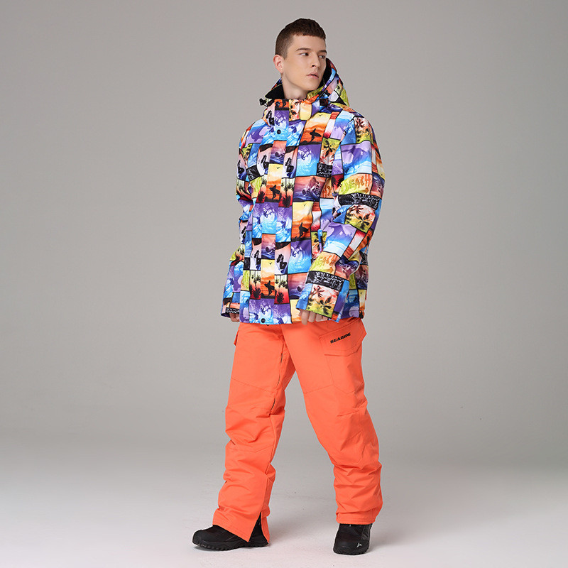 Îmbrăcăminte de schi pentru bărbați coreeană pentru adulți, rezistentă la vânt, caldă și respirabilă, costum de snowboard cu două plăci, costum pentru bărbați