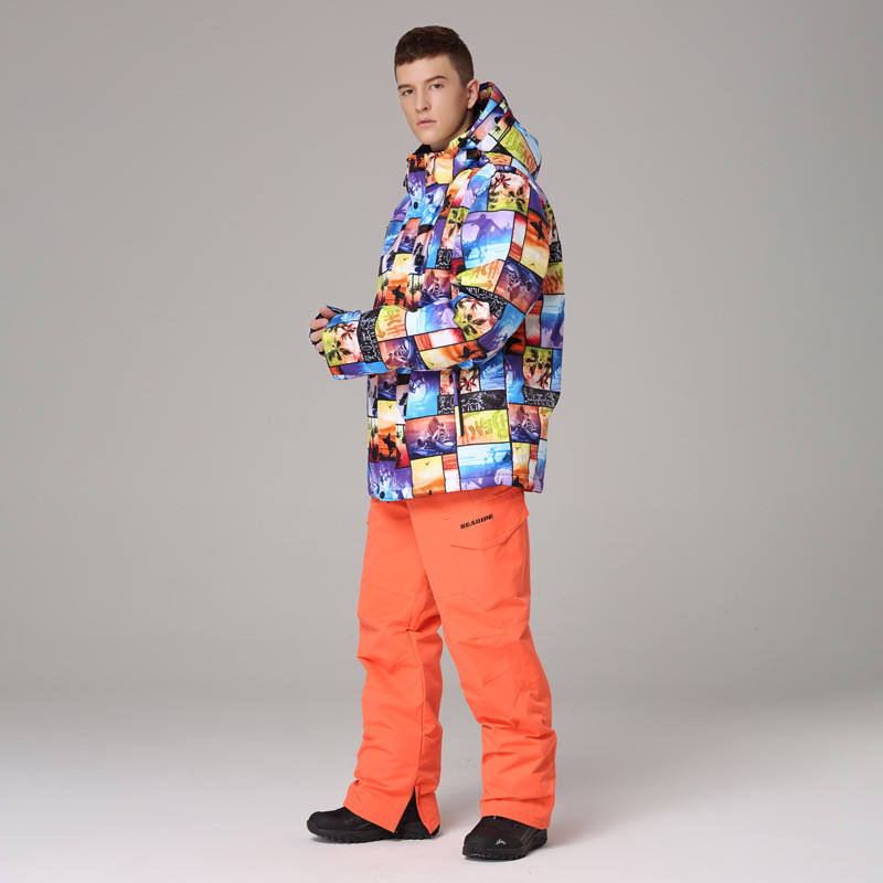 Îmbrăcăminte de schi pentru bărbați coreeană pentru adulți, rezistentă la vânt, caldă și respirabilă, costum de snowboard cu două plăci, costum pentru bărbați