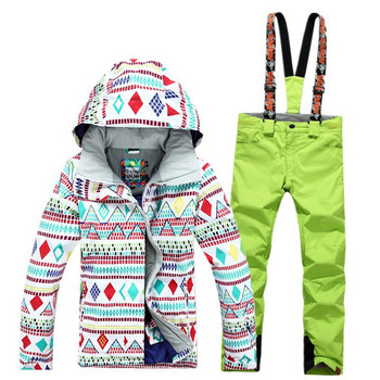 GSOU SNOW Brand Ski Suit 10K Αδιάβροχο παντελόνι+Σετ μπουφάν Χειμερινά αθλητικά πυκνά ρούχα Snowboarding Κοστούμι Snow Σετ ρούχων