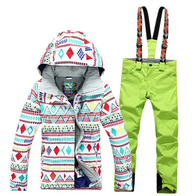 Costum de schi marca GSOU SNOW 10K pantaloni impermeabili + set de jachete sport de iarnă haine îngroșate costum de snowboard set de îmbrăcăminte pentru zăpadă