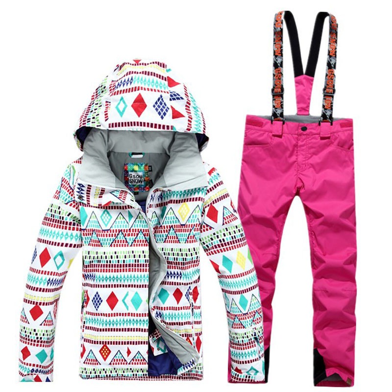 Costum de schi marca GSOU SNOW 10K pantaloni impermeabili + set de jachete sport de iarnă haine îngroșate costum de snowboard set de îmbrăcăminte pentru zăpadă