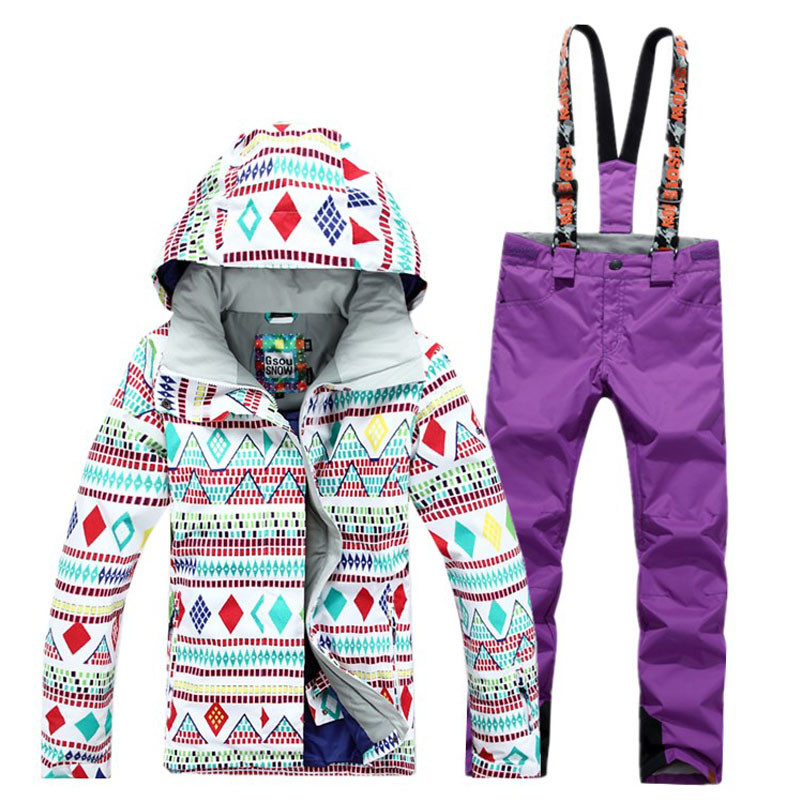 Costum de schi marca GSOU SNOW 10K pantaloni impermeabili + set de jachete sport de iarnă haine îngroșate costum de snowboard set de îmbrăcăminte pentru zăpadă