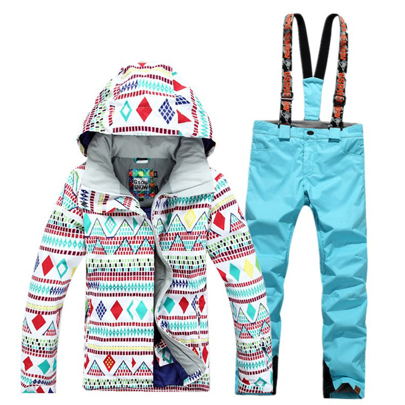 Costum de schi marca GSOU SNOW 10K pantaloni impermeabili + set de jachete sport de iarnă haine îngroșate costum de snowboard set de îmbrăcăminte pentru zăpadă