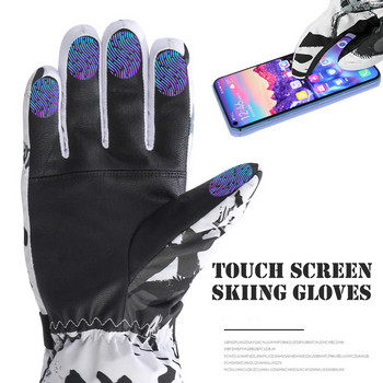 Термични ски ръкавици Мъже Жени Зимни поларени Водоустойчиви топли ръкавици за сноуборд Снежни ръкавици 5 пръста Сензорен екран за каране на ски