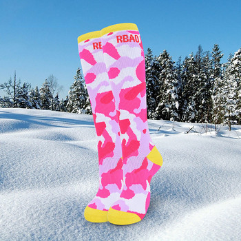1 чифт детски дълги фурнирни чорапи за каране на ролкови кънки Зимни спортове на открито Топли и удобни удебелени хавлиени чорапи за ски