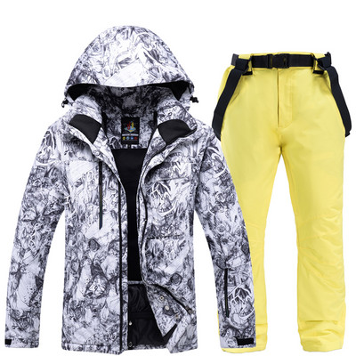Férfi sídzseki és nadrág szett vízálló kültéri téli snowboard dzsekik szélálló hegyi hóruha