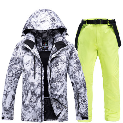 Férfi sídzseki és nadrág szett vízálló kültéri téli snowboard dzsekik szélálló hegyi hóruha