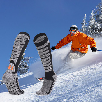 KoKossi Спорт на открито Спортни чорапи за ски с дълга тръба Удебелени топли меки удобни хавлиени кърпи за носене, абсорбиращи потта дъно, унисекс