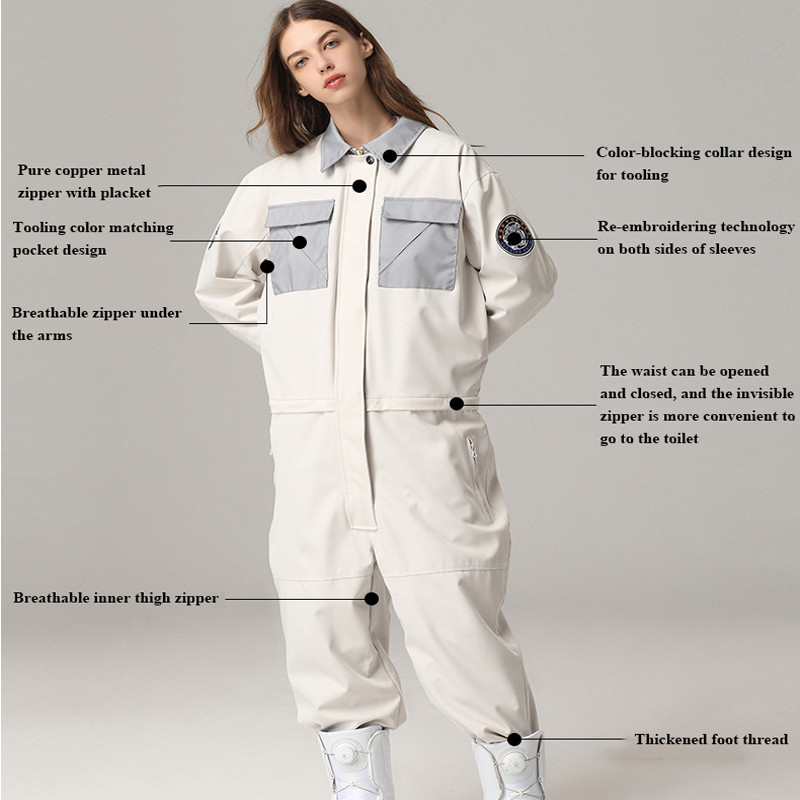 -35 градуса Зимен ски гащеризон Дамско облекло за ски на открито Мъжки дамски ски костюм Ветроустойчив водоустойчив снежен костюм Ски гащеризон