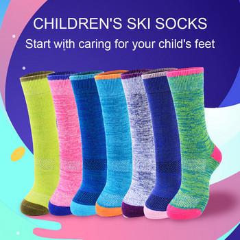 1 чифт зимни хавлиени долни удебелени чорапи Детски ски термални топли меки абсорбиращи потта детски чорапи за сняг на открито