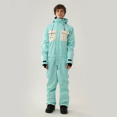 Vientisas slidinėjimo kostiumas Moteriškas Vyriškas Kombinezonas Striukė Kombinezonai Slidinėjimo komplektas Drabužiai Nelaidūs vėjui Atsparūs vandeniui sustorėję šilti lauko snieglentės