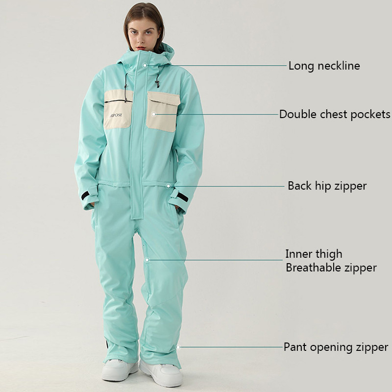Vientisas slidinėjimo kostiumas Moteriškas Vyriškas Kombinezonas Striukė Kombinezonai Slidinėjimo komplektas Drabužiai Nelaidūs vėjui Atsparūs vandeniui sustorėję šilti lauko snieglentės