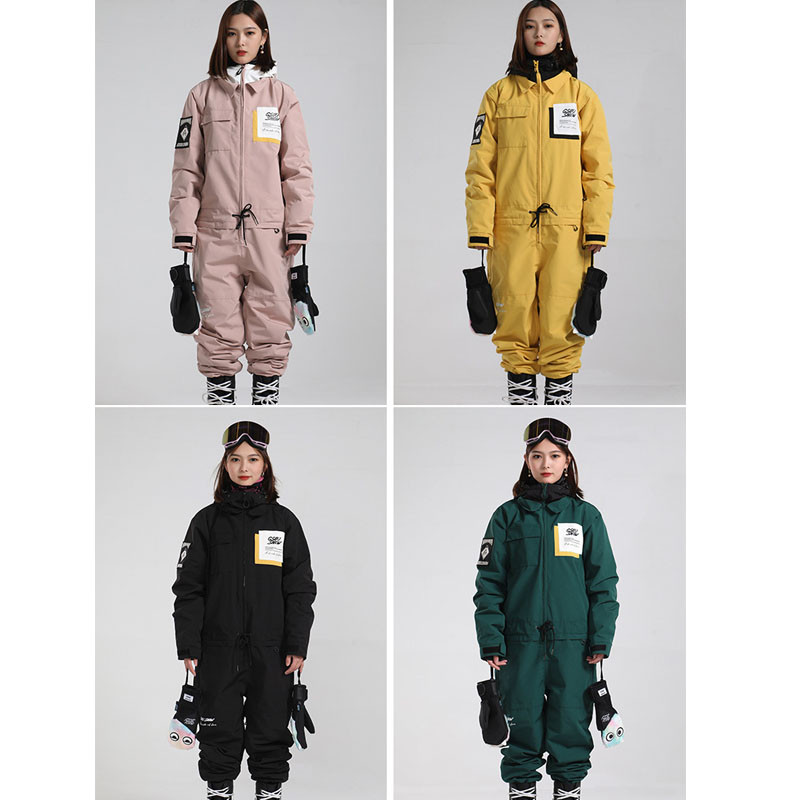 Зимен нов ски костюм Мъжки комбинезон с качулка Спорт на открито Водоустойчив ветроустойчив фурнир Двойна дъска Целни дрехи за сняг Дамски