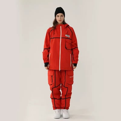 Új síruha női férfi sport snowboard dzseki overál meleg kapucnis síkészlet szélálló vízálló téli ruházat hónadrág