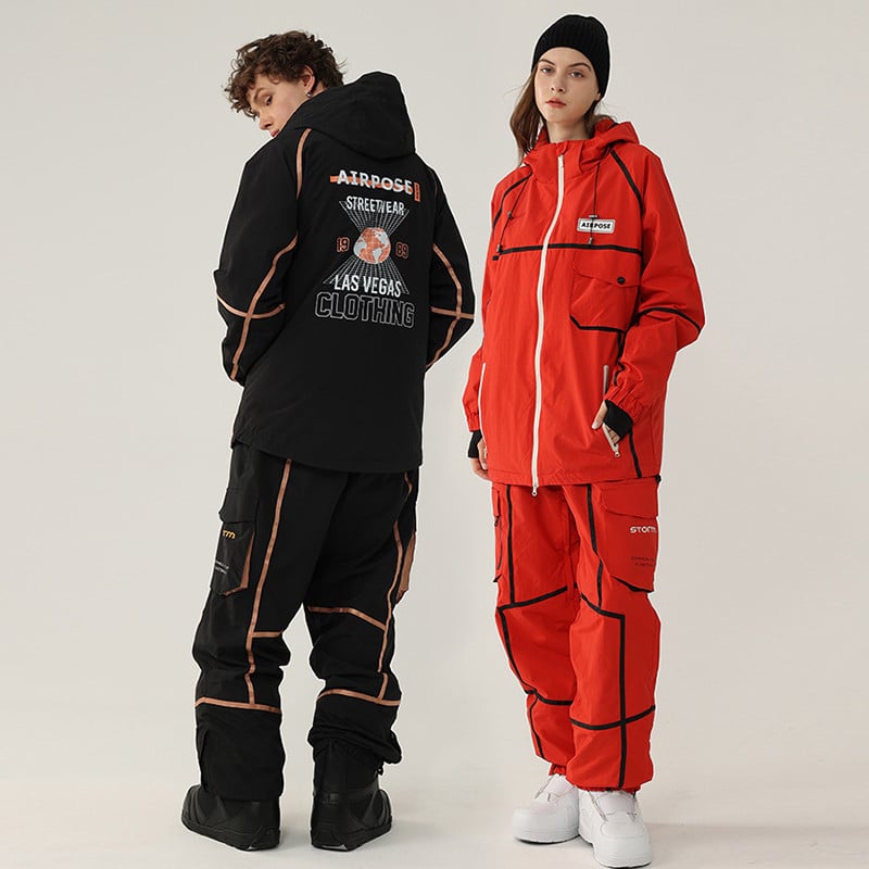 Új síruha női férfi sport snowboard dzseki overál meleg kapucnis síkészlet szélálló vízálló téli ruházat hónadrág