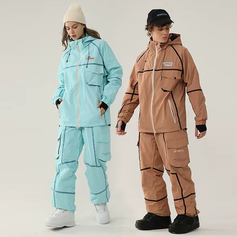Új síruha női férfi sport snowboard dzseki overál meleg kapucnis síkészlet szélálló vízálló téli ruházat hónadrág