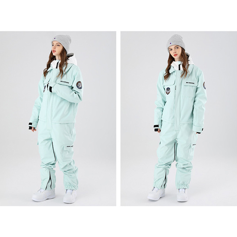 2022 Salopetă de schi dintr-o bucată pentru femei, costume de zăpadă, în aer liber, cu glugă, rezistentă la vânt, impermeabilă, pentru femei, pentru femei, pentru snowboard, ținute, haine