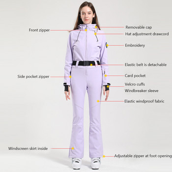 2023 Winter New Ski Jumpsuit γυναικεία ολόσωμη φόρμα για σκι Υπαίθρια φόρμα τζάκετ Snowboard Λεπτή αντιανεμική αδιάβροχη ενδυμασία ζεστή