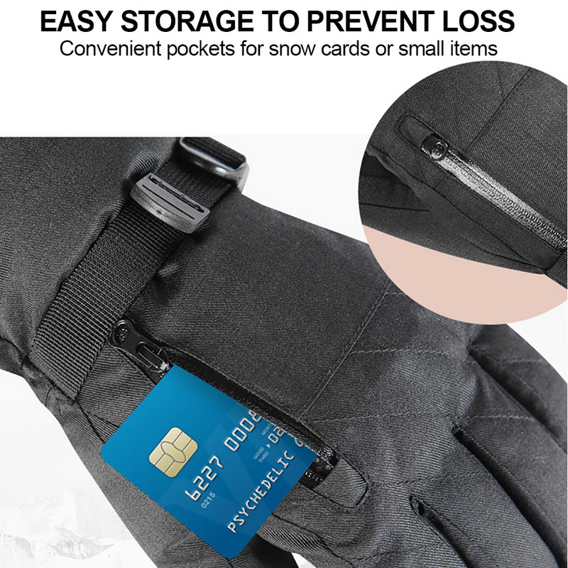 Loogdeel kültéri síkesztyűk vízálló érintőképernyős funkció Snowboard hőkesztyűk meleg motorosszán kesztyűk férfi női