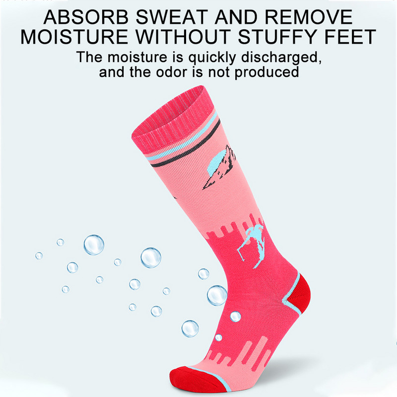 Loogdeel Winter Long Tube Дамски чорапи за ски сноуборд, абсорбиращи потта, устойчиви на износване високоеластични топли спортни чорапи за сняг на открито