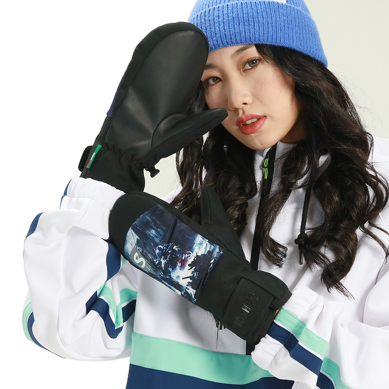 ET Mănuși de schi pentru snowboard, impermeabile, iarnă, mănuși termice pentru zăpadă, schi, motocicletă de zăpadă -30 frânghie pentru încheietura mâinii, bărbați, femei, tactil, telefon reflectorizant