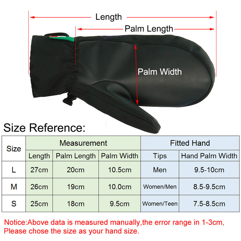 ET Mănuși de schi pentru snowboard, impermeabile, iarnă, mănuși termice pentru zăpadă, schi, motocicletă de zăpadă -30 frânghie pentru încheietura mâinii, bărbați, femei, tactil, telefon reflectorizant