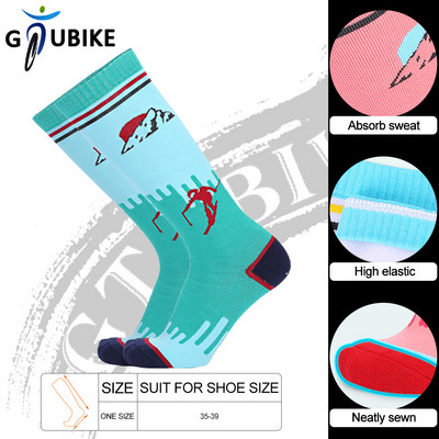 GTUBIKE Топли чорапи за колоездене на открито Зимни дишащи студоустойчиви абсорбиращи потта еластични топлинни спортни дълги чорапи