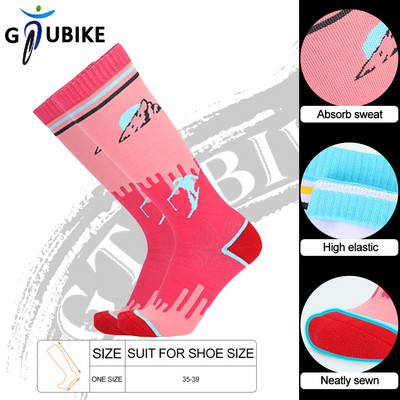 GTUBIKE Топли чорапи за колоездене на открито Зимни дишащи студоустойчиви абсорбиращи потта еластични топлинни спортни дълги чорапи
