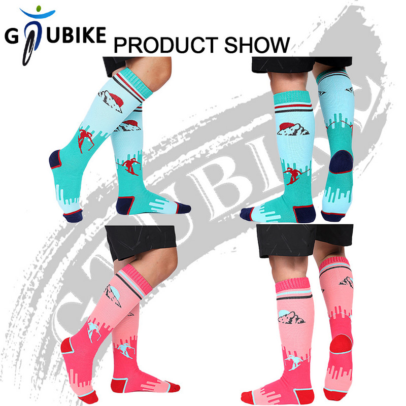 GTUBIKE Топли чорапи за колоездене на открито Зимни дишащи студоустойчиви абсорбиращи потта еластични топлинни спортни дълги чорапи