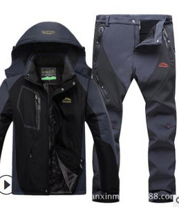 Žieminis slidinėjimo kostiumas vyrams, atsparus vėjui, vandeniui atsparus snieglenčių striukė ir kelnės, ypač šiltas šiluminės vilnos sniego kostiumas