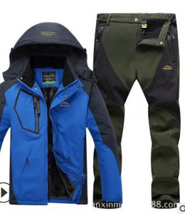 Žieminis slidinėjimo kostiumas vyrams, atsparus vėjui, vandeniui atsparus snieglenčių striukė ir kelnės, ypač šiltas šiluminės vilnos sniego kostiumas