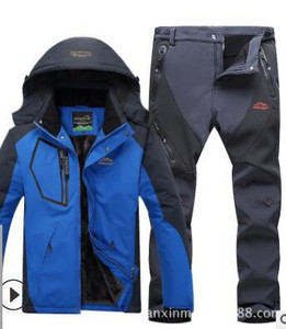 Žieminis slidinėjimo kostiumas vyrams, atsparus vėjui, vandeniui atsparus snieglenčių striukė ir kelnės, ypač šiltas šiluminės vilnos sniego kostiumas