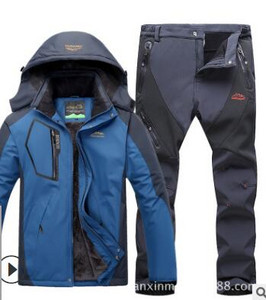Žieminis slidinėjimo kostiumas vyrams, atsparus vėjui, vandeniui atsparus snieglenčių striukė ir kelnės, ypač šiltas šiluminės vilnos sniego kostiumas