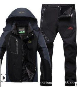 Žieminis slidinėjimo kostiumas vyrams, atsparus vėjui, vandeniui atsparus snieglenčių striukė ir kelnės, ypač šiltas šiluminės vilnos sniego kostiumas