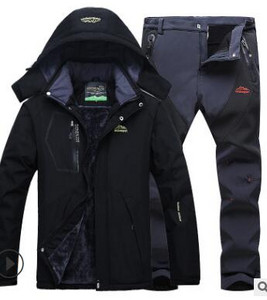 Žieminis slidinėjimo kostiumas vyrams, atsparus vėjui, vandeniui atsparus snieglenčių striukė ir kelnės, ypač šiltas šiluminės vilnos sniego kostiumas