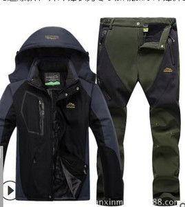 Žieminis slidinėjimo kostiumas vyrams, atsparus vėjui, vandeniui atsparus snieglenčių striukė ir kelnės, ypač šiltas šiluminės vilnos sniego kostiumas