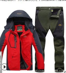 Žieminis slidinėjimo kostiumas vyrams, atsparus vėjui, vandeniui atsparus snieglenčių striukė ir kelnės, ypač šiltas šiluminės vilnos sniego kostiumas