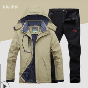 Žieminis slidinėjimo kostiumas vyrams, atsparus vėjui, vandeniui atsparus snieglenčių striukė ir kelnės, ypač šiltas šiluminės vilnos sniego kostiumas