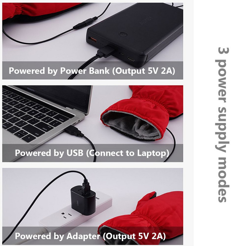 1 par muških ženskih motociklističkih toplijih zimskih grijanih rukavica s dodirnim zaslonom USB električne toplinske skijaške rukavice