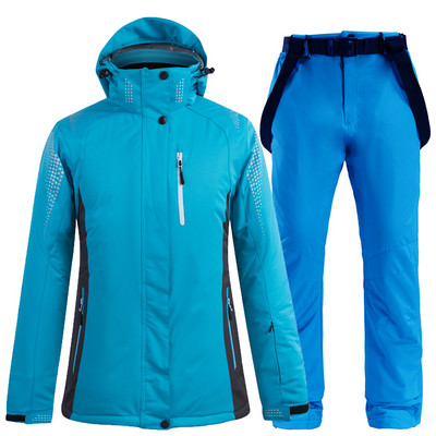 -30 Blue Pure Colors Női és Férfi hóruha, Snowboard Ruházat Téli Vízálló Jelmezek Síkészletek Kabát + Övnadrág