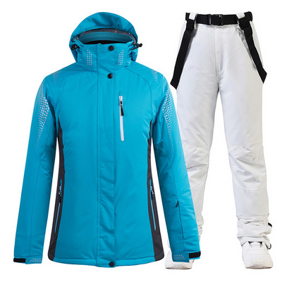 -30 Blue Pure Colors Női és Férfi hóruha, Snowboard Ruházat Téli Vízálló Jelmezek Síkészletek Kabát + Övnadrág