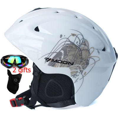 MOON Ски Сноуборд Покривало за каска Есен Зима Възрастни мъже Скейтборд оборудване Спортна безопасност Ски каски с очила 2 подаръка